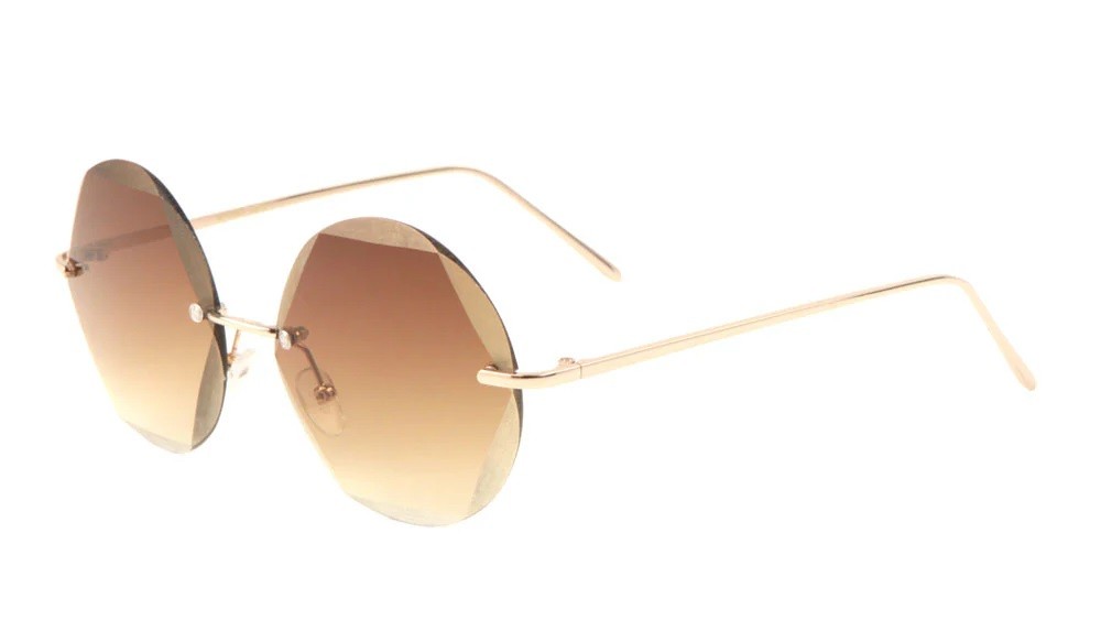 Round Geometric Rimless Sunglasses m10649