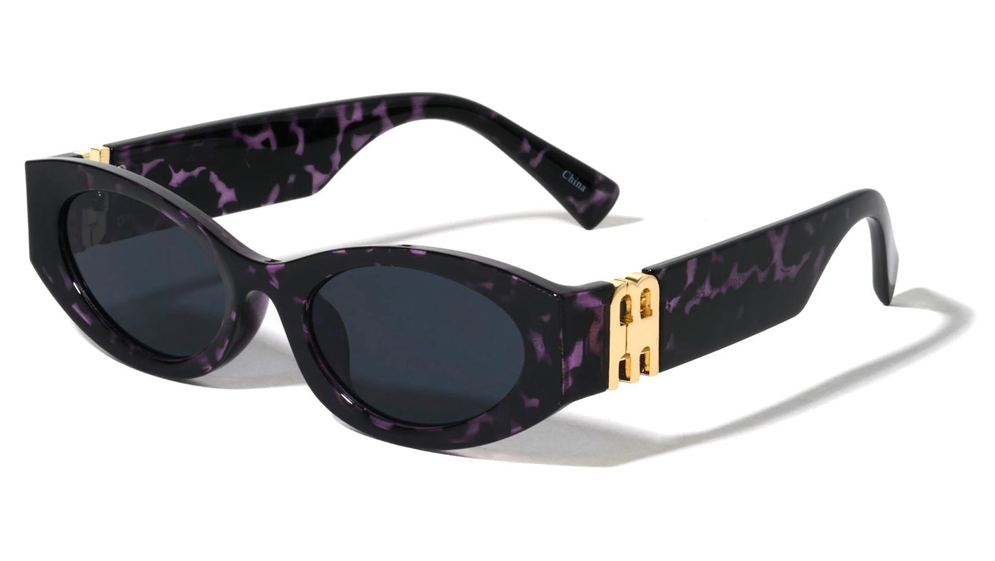 Thick Temple Oval Frame Sunglasses p1029