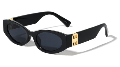 Thick Temple Oval Frame Sunglasses p1029