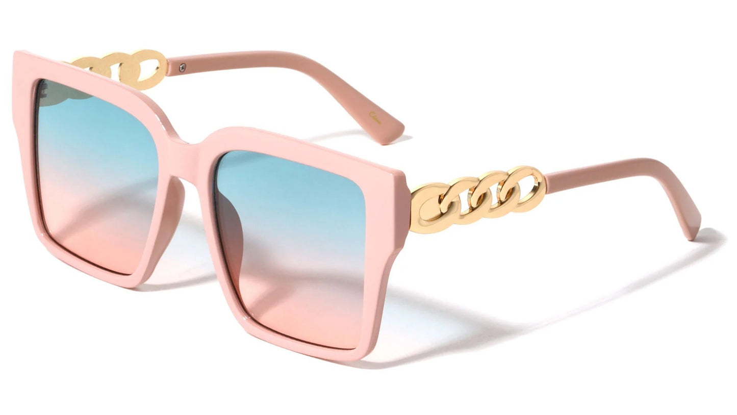 Retro Cat Eye Chain Temple Sunglasses p30436
