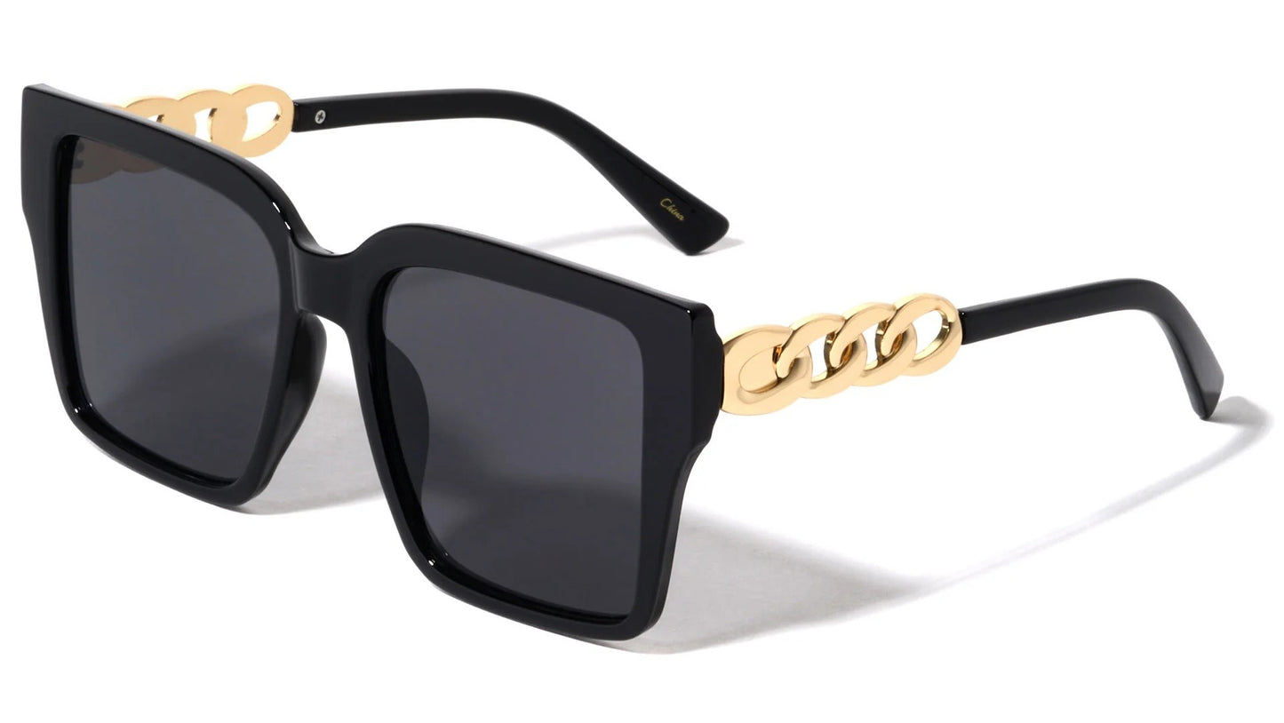 Retro Cat Eye Chain Temple Sunglasses p30436
