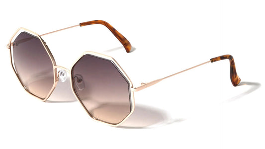 Metallic Octagon Frame Sunglasses m10604