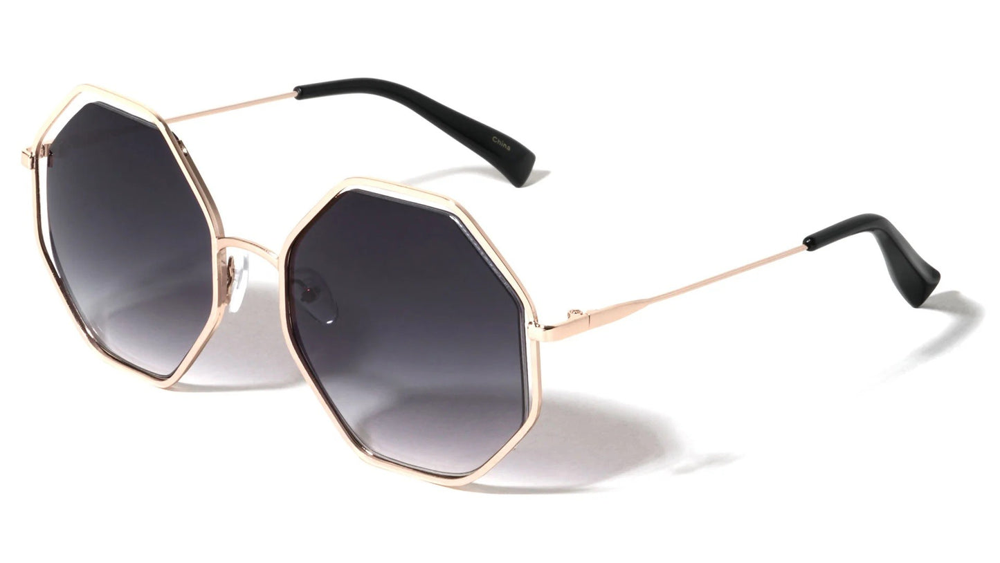 Metallic Octagon Frame Sunglasses m10604