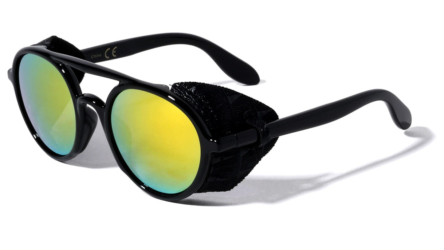 Round Leather Side Shield Sunglasses p30379