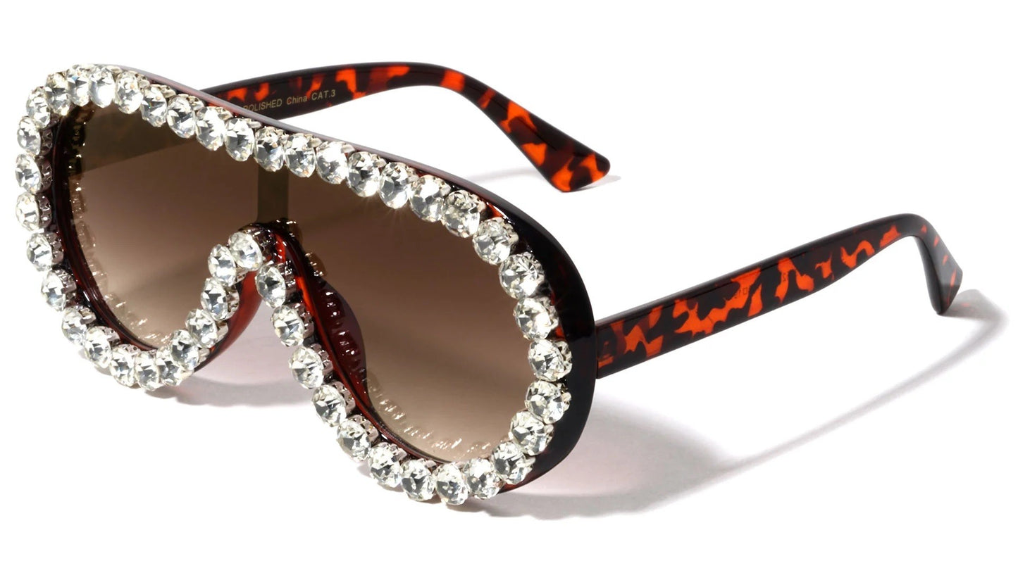 Rhinestone Flat Top Shield Aviator rh-3252