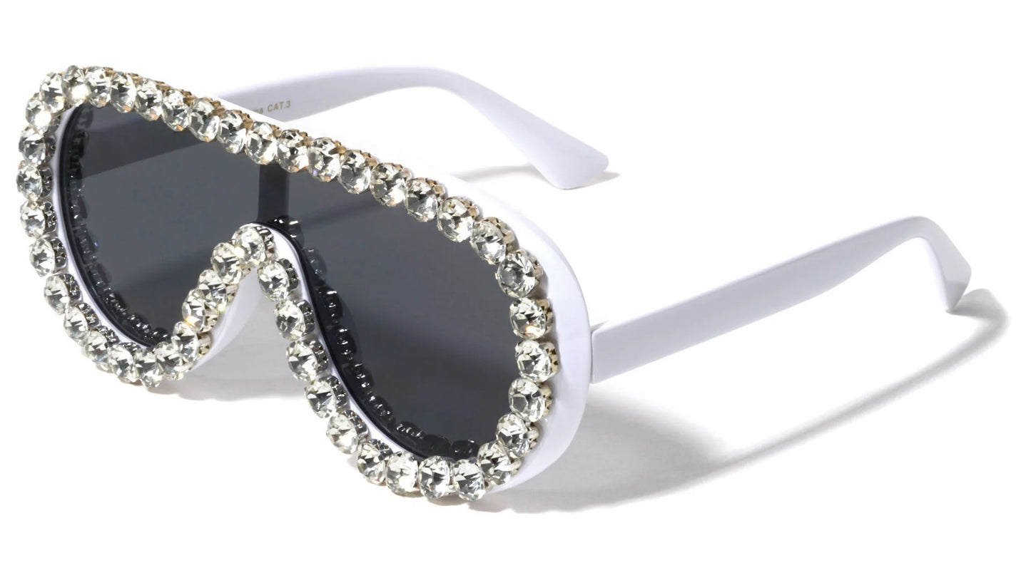 Rhinestone Flat Top Shield Aviator rh-3252