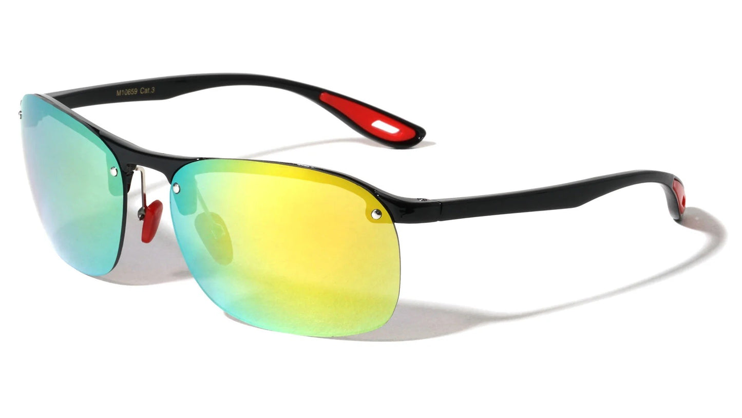 Rimless Metal Accent Sports Sunglasses m10659