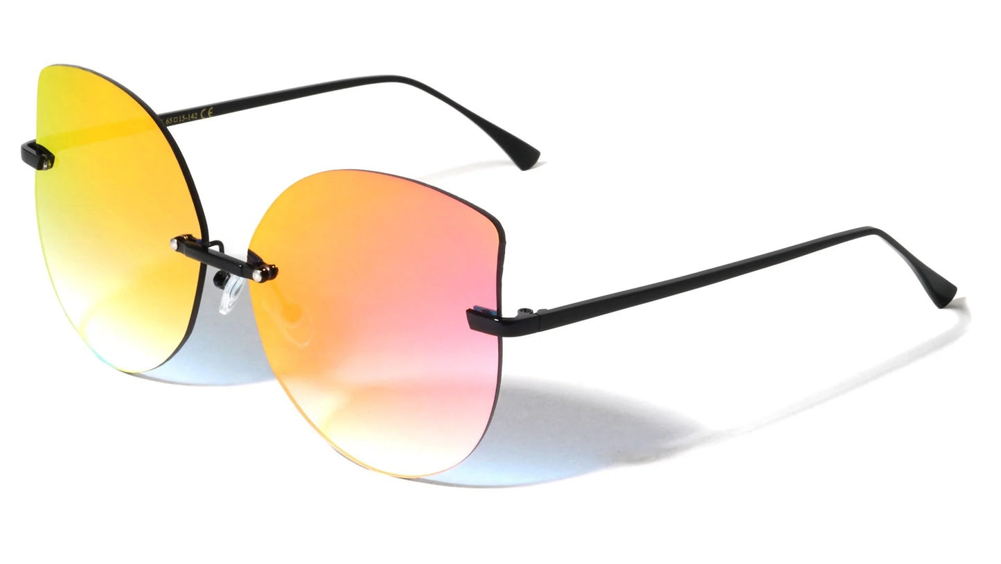 Metallic Rimless Cat Eye Sunglasses m10587-cm