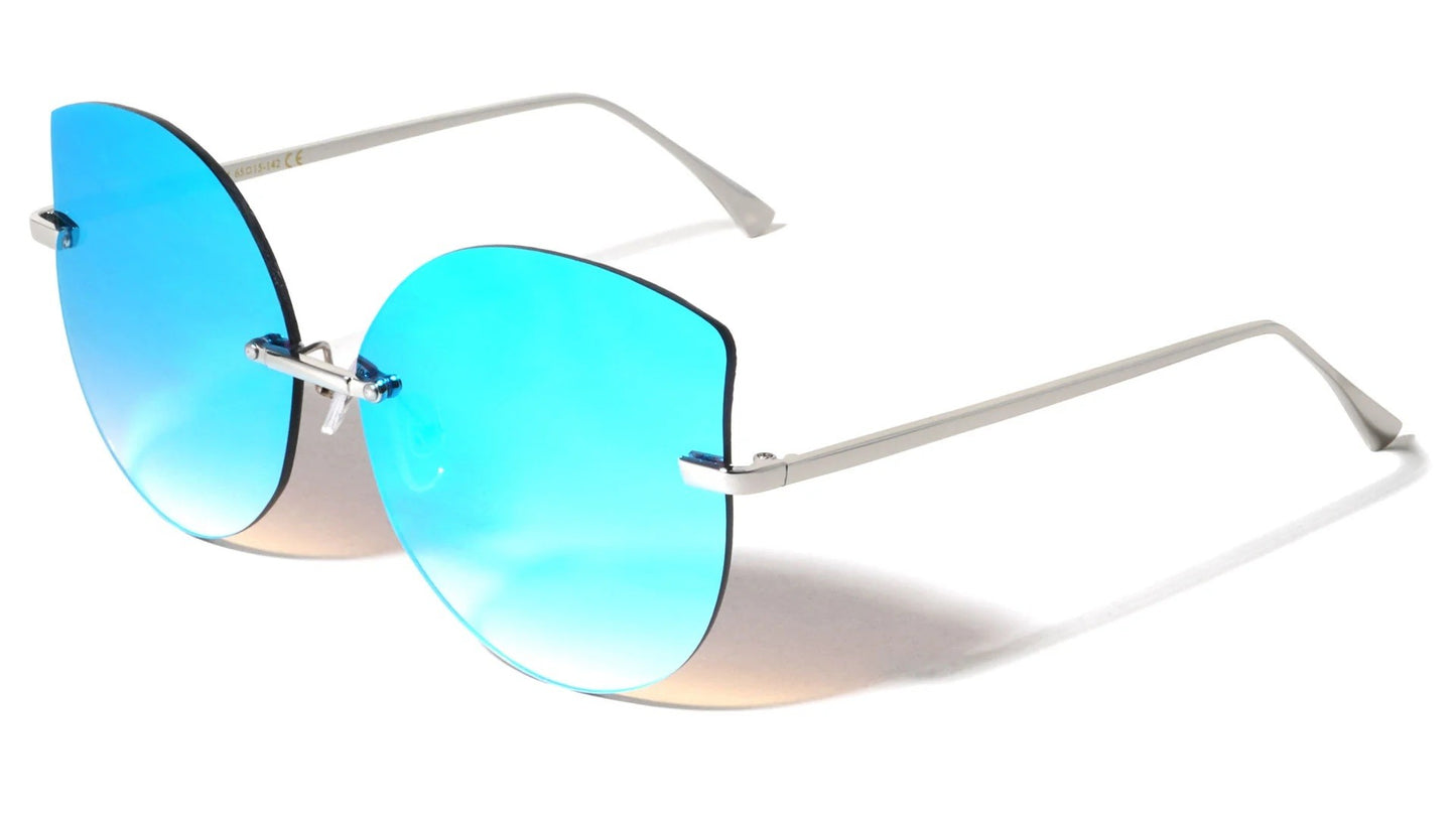Metallic Rimless Cat Eye Sunglasses m10587-cm