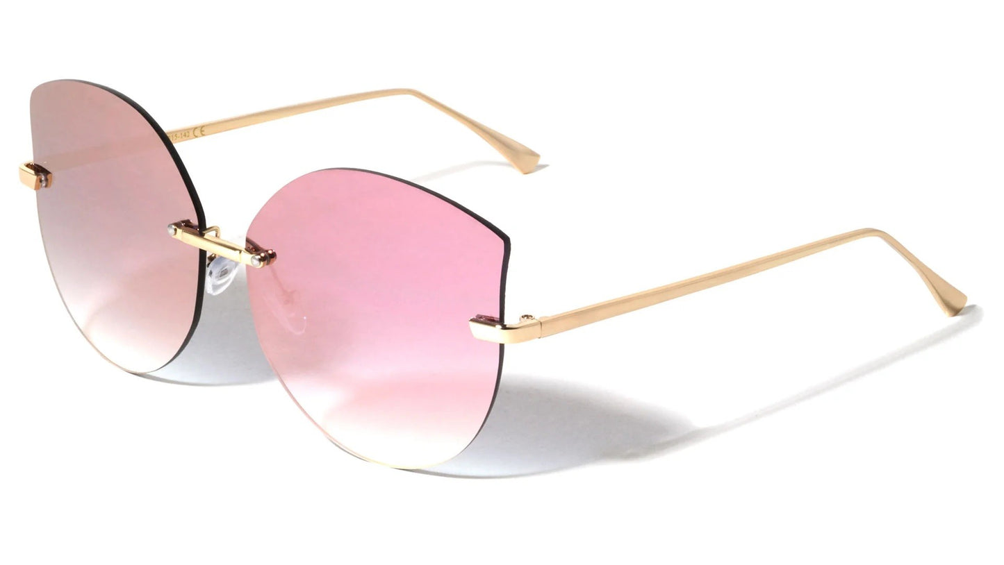 Metallic Rimless Cat Eye Sunglasses m10587-cm