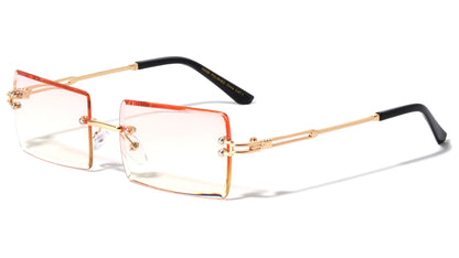 Rimless Beveled Rectangle Sunglasses m10866