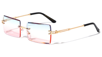Rimless Beveled Rectangle Sunglasses m10866