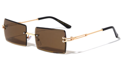 Rimless Beveled Rectangle Sunglasses m10866