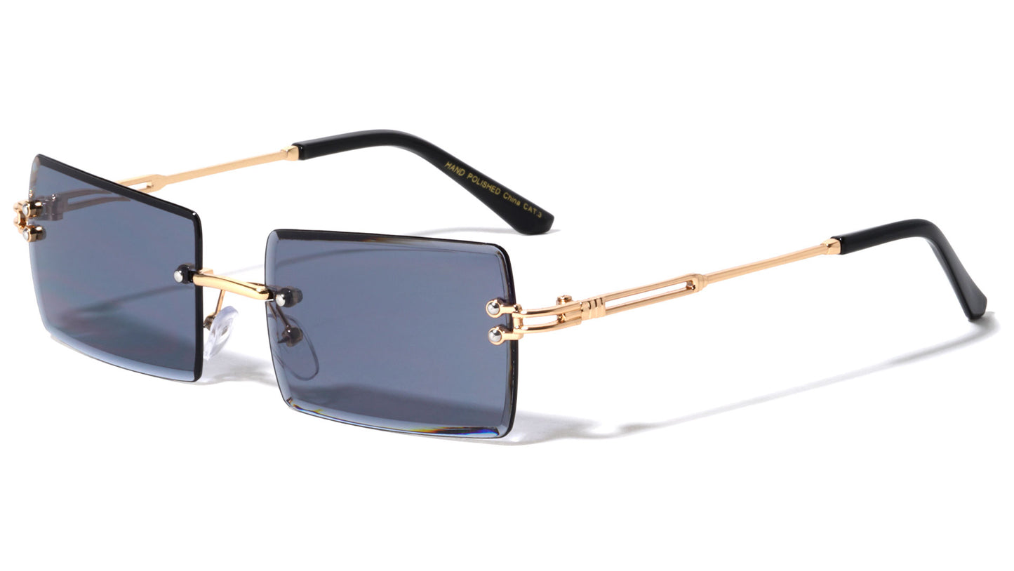 Rimless Beveled Rectangle Sunglasses m10866