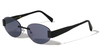 Metallic Rimless Oval Sunglasses m10982