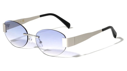 Metallic Rimless Oval Sunglasses m10982
