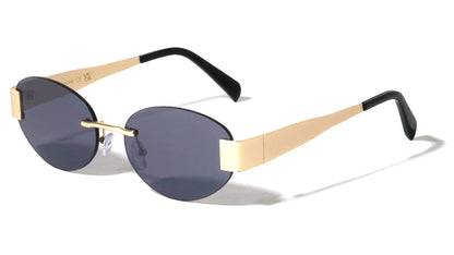Metallic Rimless Oval Sunglasses m10982