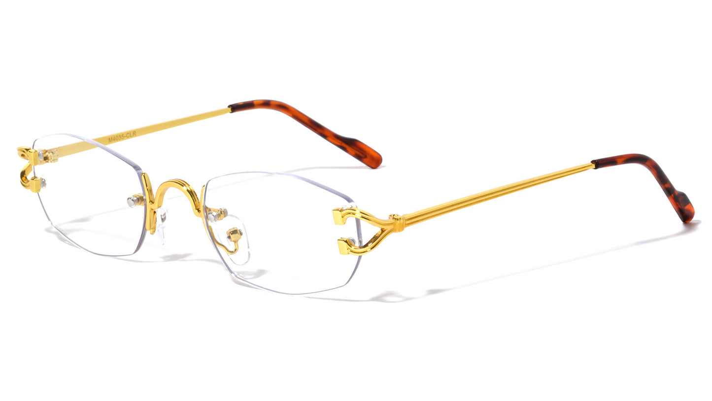 Rimless Rectangle Clear Lens m4035-clr