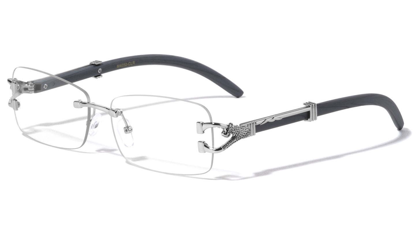 Rimless Wood Patterns Clear Lens m4050-clr