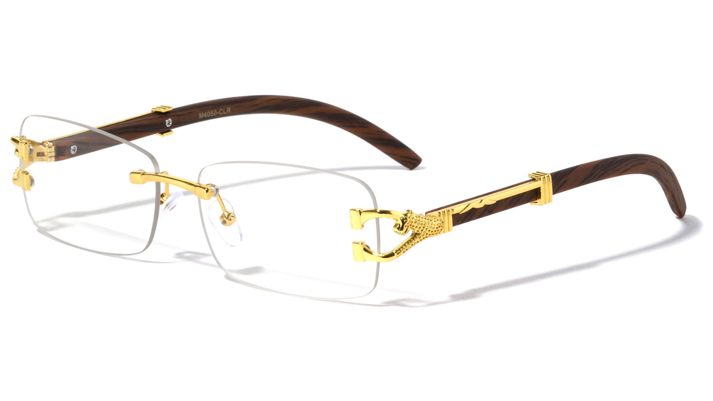 Rimless Wood Patterns Clear Lens m4050-clr