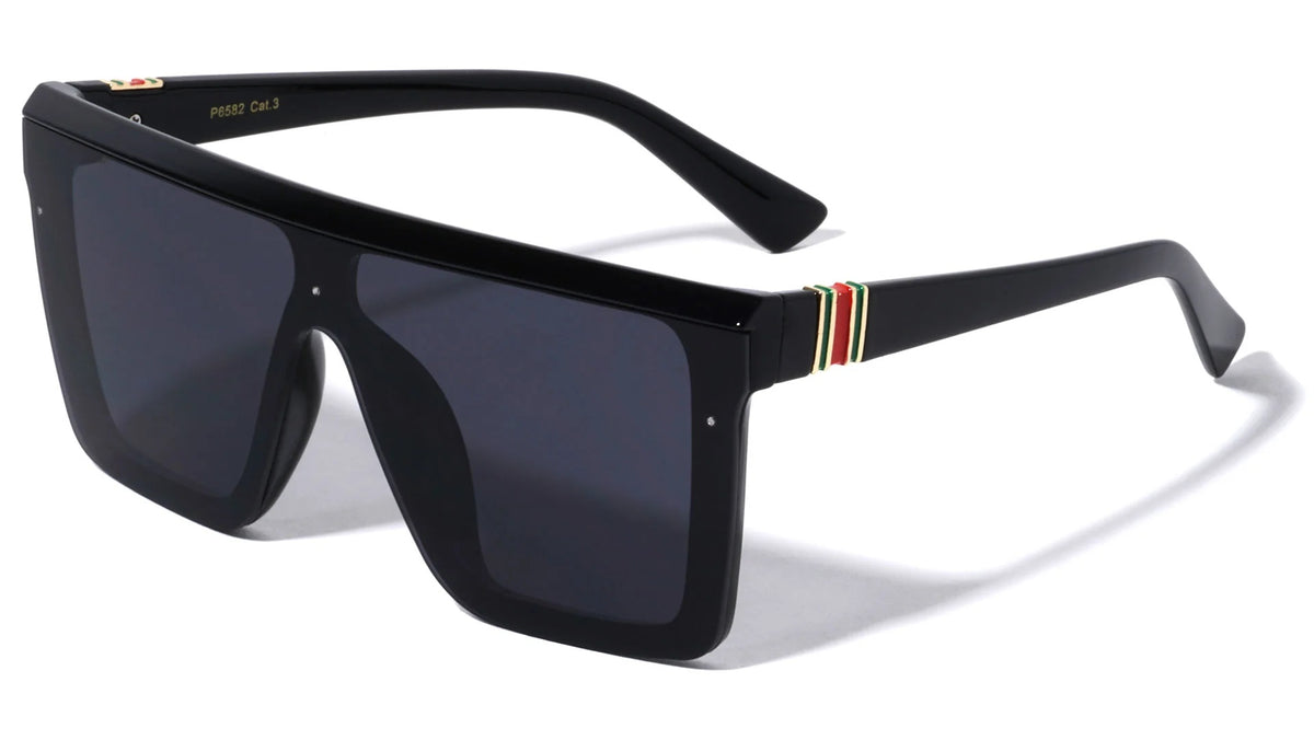 Oversized Flat-Top Shield Sunglasses p6582
