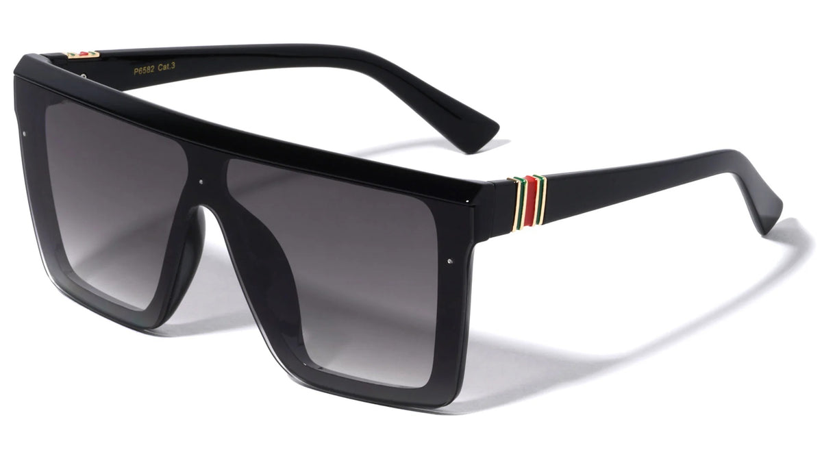 Oversized Flat-Top Shield Sunglasses p6582