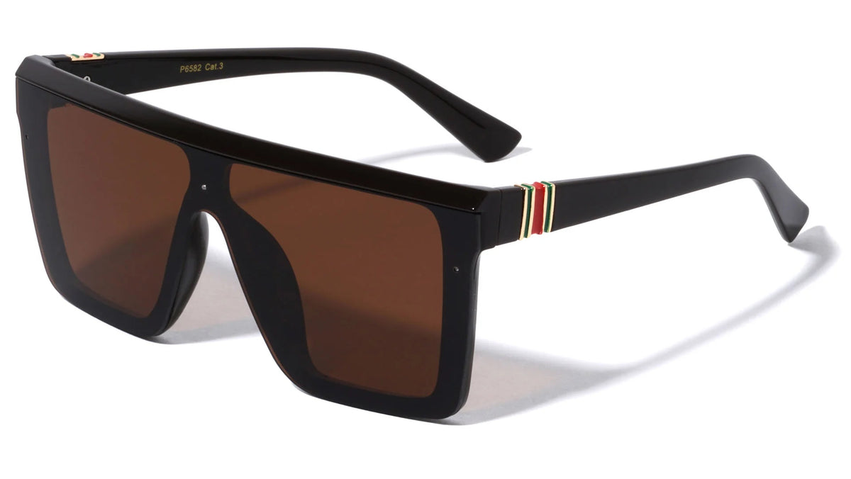 Oversized Flat-Top Shield Sunglasses p6582