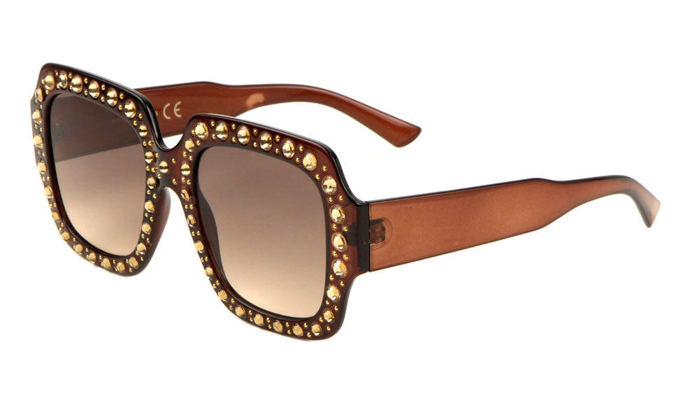 Rhinestone Square Frame Sunglasses rh-3231
