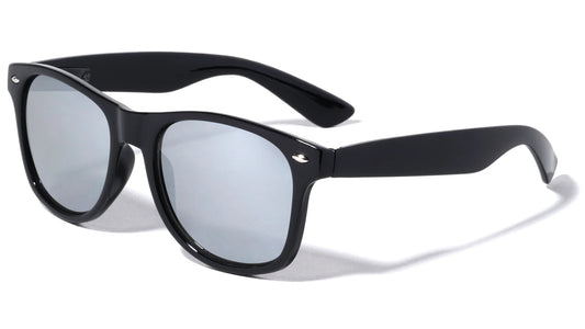 Classic Mirrored Lens Sunglasses w-1-blk-mr