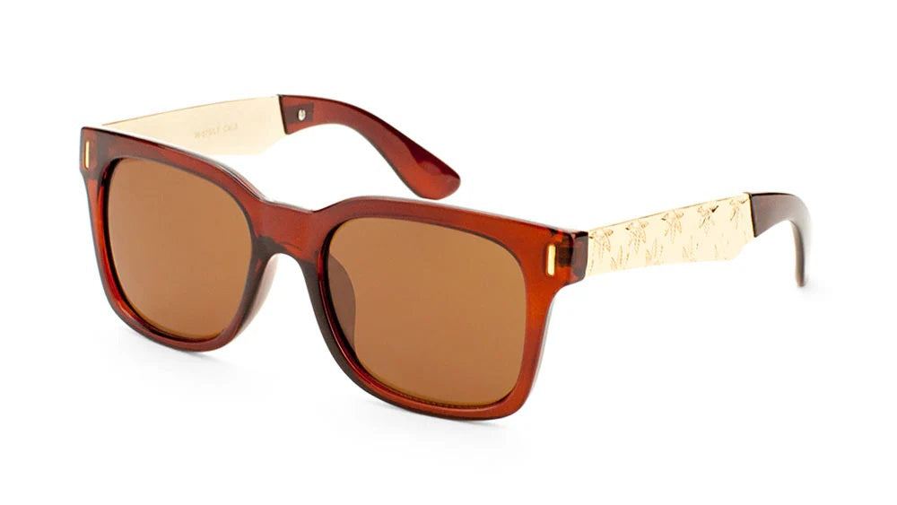 Retro Classic Leaf Print Sunglasses w-675-lf