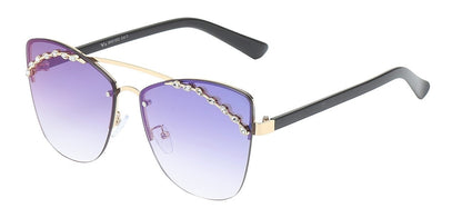 Rhinestone Semi Rimless Frame Shades rs1982