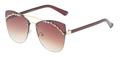 Rhinestone Semi Rimless Frame Shades rs1982