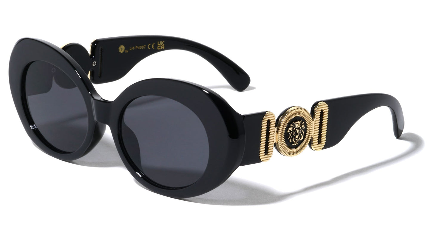 Lion Head Coin Logo Oval Sunglasses lh-p4087