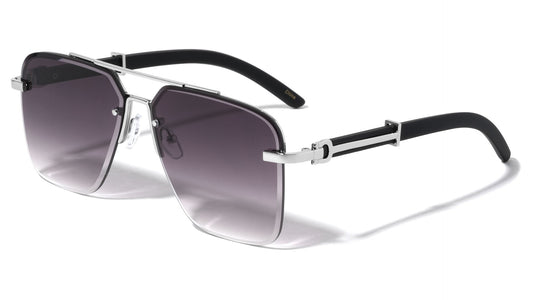 Rimless Diamond Edge Cut Square Sunglasses m4056