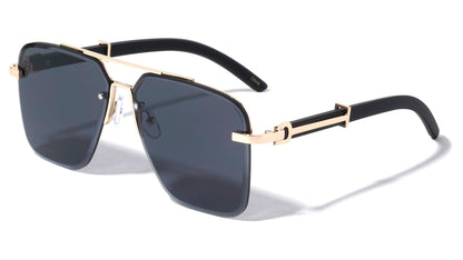 Rimless Diamond Edge Cut Square Sunglasses m4056