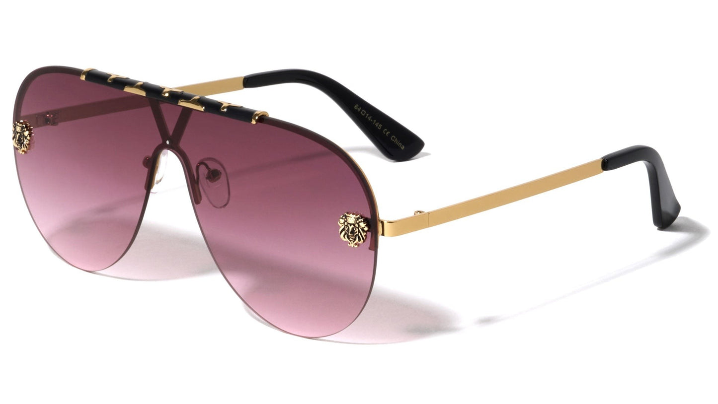 Lion Head Rimless One-Piece Aviator lh-m7825