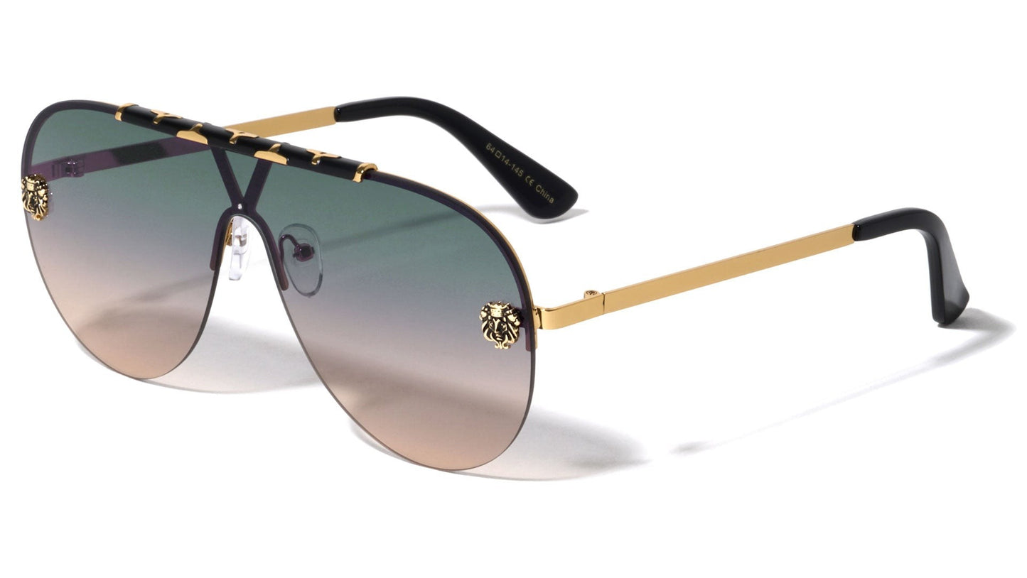 Lion Head Rimless One-Piece Aviator lh-m7825