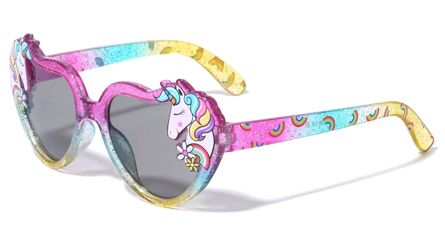 Kids Heart Unicorn Rainbow Sunglasses k898