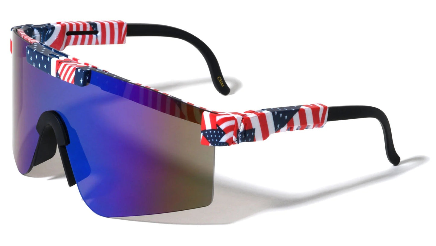 Color Mirror Shield Sunglasses bp0208-flag