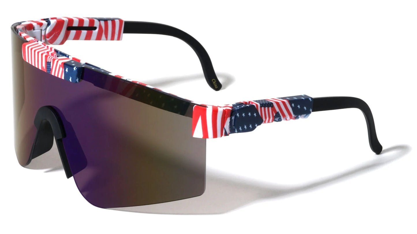 Color Mirror Shield Sunglasses bp0208-flag