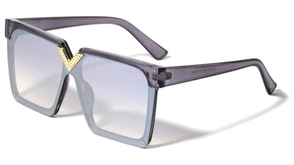 Oversized Flat Top Semi Rimless Shades p6667