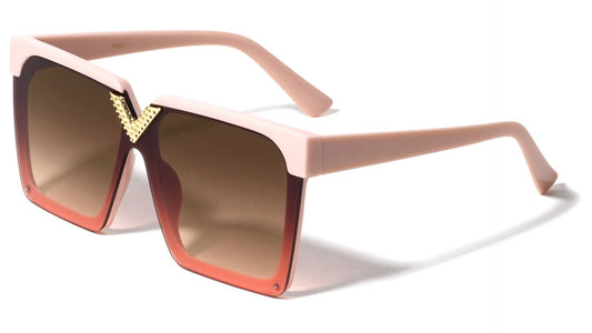 Oversized Flat Top Semi Rimless Shades p6667