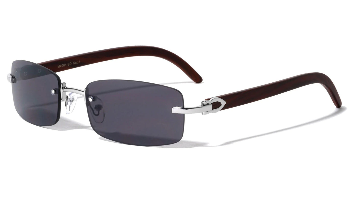 Rimless Super Dark Lens Wood Pattern m4001-sd